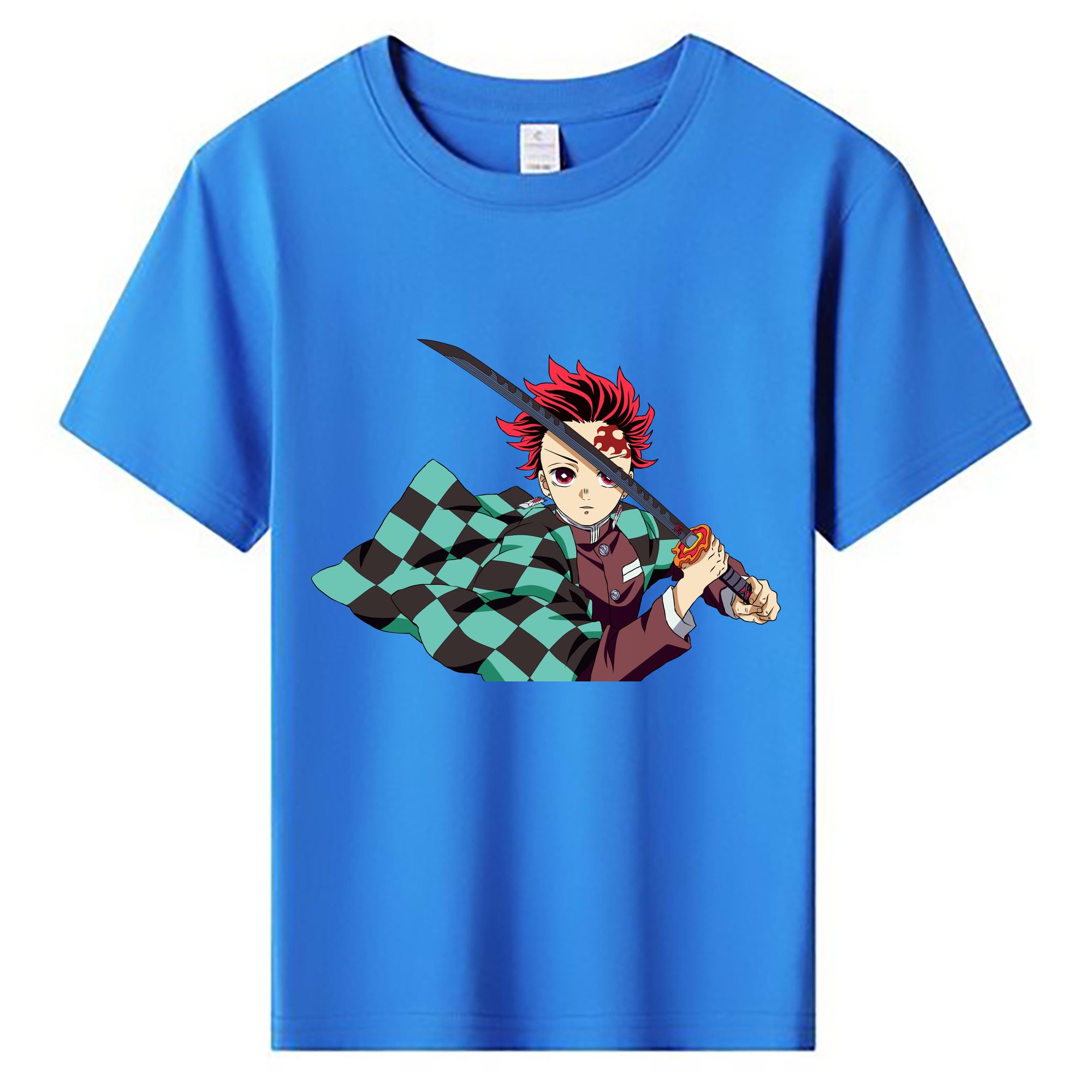 （画像用） 鬼滅の刃 竈門 炭治郎／かまど たんじろう Kamado Tanjirou 綿100％キッズTシャツ（フロントプリント）